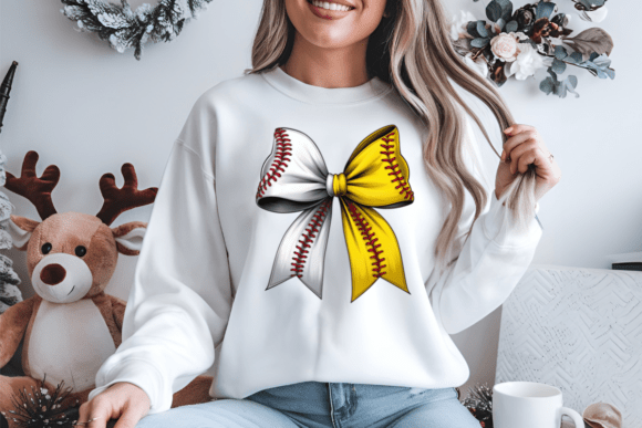 Baseball Softball Coquette Bow PNG – Cute Sports Bow Design for Custom Projects