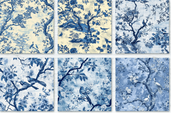 Blue Chinoiserie Asian French Toile – Elegant Decorative Design for Home Décor