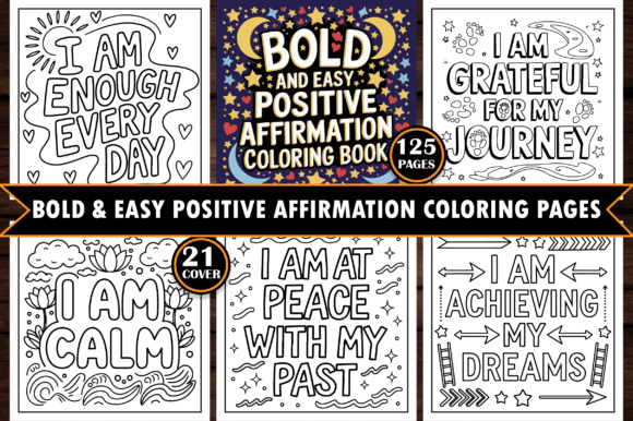 Bold Positive Affirmation Coloring Pages – Empowering Designs for Mindfulness
