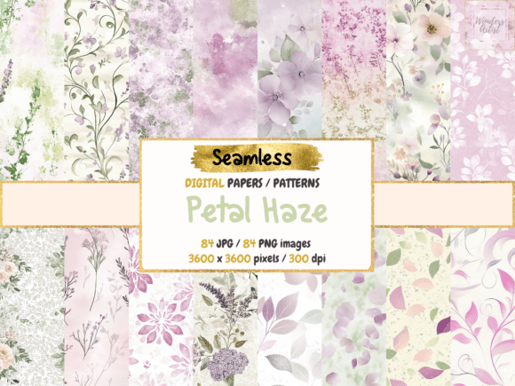 Petal Haze Seamless Digital Papers – Elegant Floral Patterns for Creative Projects