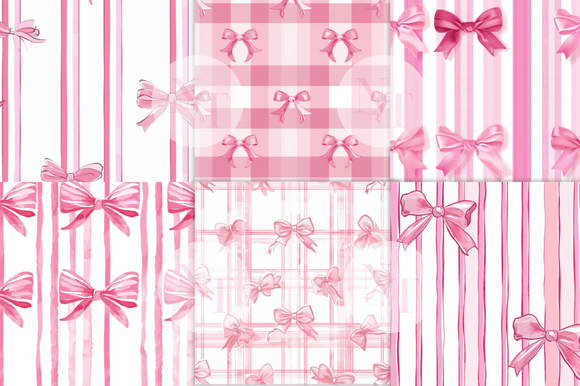 Pink Bow Coquette Digital Paper Pattern – Sweet and Elegant Design for Crafts