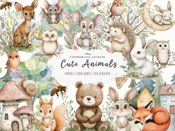 Adorable Cute Fairy Woodland Animals Png