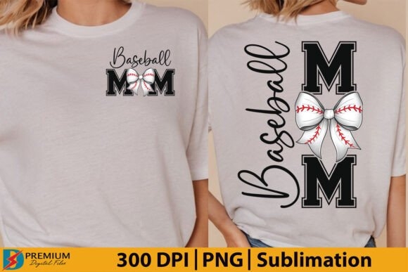 Baseball Mom Coquette Bow PNG Retro Mama