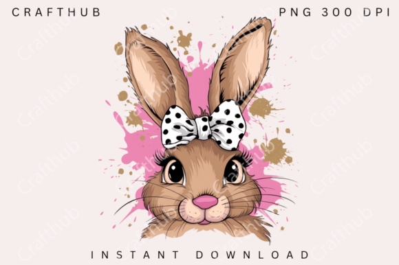 Bunny Coquette Bow PNG, Easter PNG